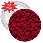 Valentines Day Hearts Pattern Love Red 3  Buttons (100 pack) 