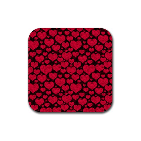 Valentines Day Hearts Pattern Love Red Rubber Coaster (Square) from ArtsNow.com Front