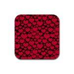 Valentines Day Hearts Pattern Love Red Rubber Coaster (Square)