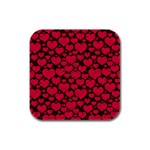 Valentines Day Hearts Pattern Love Red Rubber Square Coaster (4 pack)