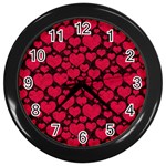 Valentines Day Hearts Pattern Love Red Wall Clock (Black)