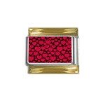 Valentines Day Hearts Pattern Love Red Gold Trim Italian Charm (9mm)