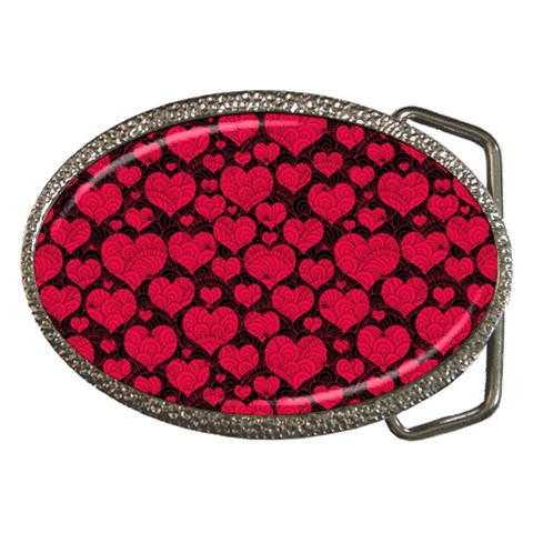 Valentines Day Hearts Pattern Love Red Belt Buckles from ArtsNow.com Front