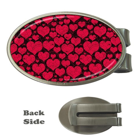 Valentines Day Hearts Pattern Love Red Money Clips (Oval)  from ArtsNow.com Front