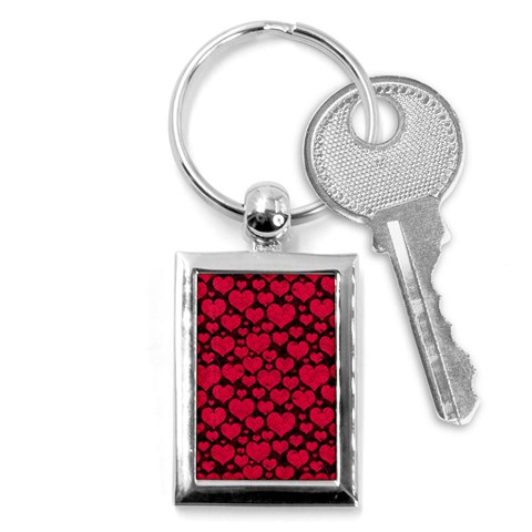 Valentines Day Hearts Pattern Love Red Key Chain (Rectangle) from ArtsNow.com Front