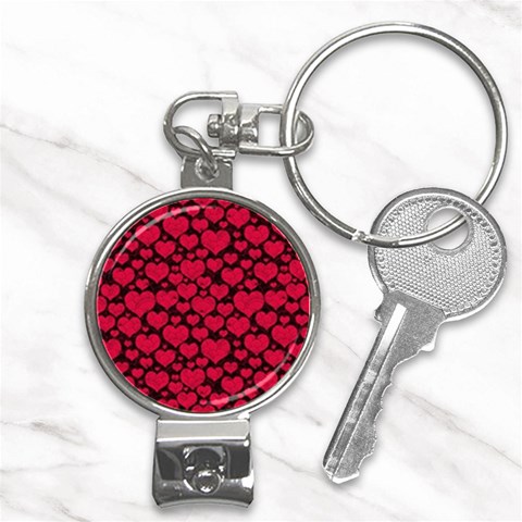 Valentines Day Hearts Pattern Love Red Nail Clippers Key Chain from ArtsNow.com Front