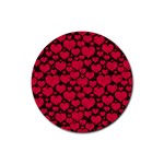 Valentines Day Hearts Pattern Love Red Rubber Coaster (Round)