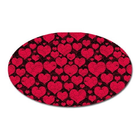 Valentines Day Hearts Pattern Love Red Oval Magnet from ArtsNow.com Front