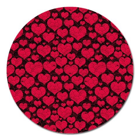 Valentines Day Hearts Pattern Love Red Magnet 5  (Round) from ArtsNow.com Front