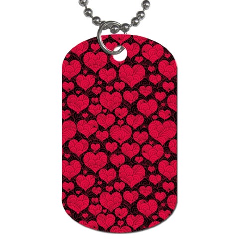 Valentines Day Hearts Pattern Love Red Dog Tag (One Side) from ArtsNow.com Front