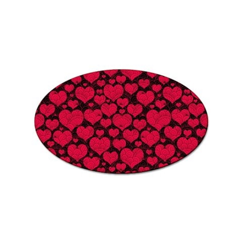 Valentines Day Hearts Pattern Love Red Sticker Oval (10 pack) from ArtsNow.com Front