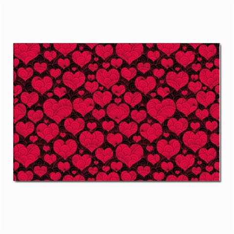 Valentines Day Hearts Pattern Love Red Postcard 4 x 6  (Pkg of 10) from ArtsNow.com Front