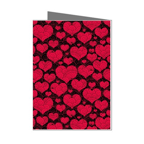 Valentines Day Hearts Pattern Love Red Mini Greeting Cards (Pkg of 8) from ArtsNow.com Left