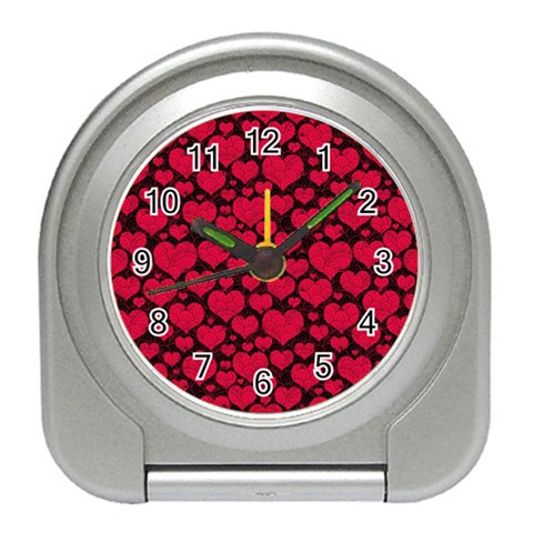 Valentines Day Hearts Pattern Love Red Travel Alarm Clock from ArtsNow.com Front