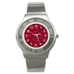 Valentines Day Hearts Pattern Love Red Stainless Steel Watch