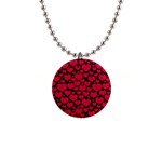 Valentines Day Hearts Pattern Love Red 1  Button Necklace