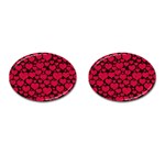 Valentines Day Hearts Pattern Love Red Cufflinks (Oval)