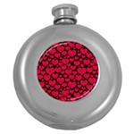 Valentines Day Hearts Pattern Love Red Round Hip Flask (5 oz)