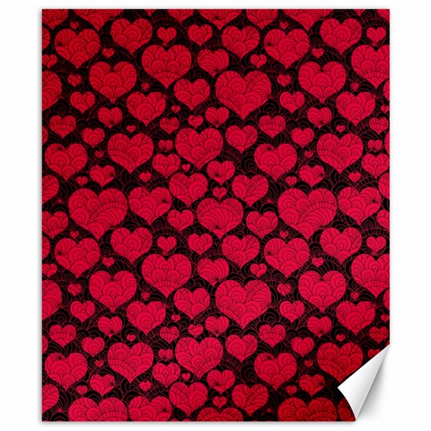 Valentines Day Hearts Pattern Love Red Canvas 8  x 10  from ArtsNow.com 8.15 x9.66  Canvas - 1