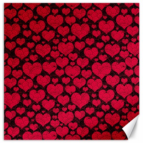 Valentines Day Hearts Pattern Love Red Canvas 16  x 16  from ArtsNow.com 15.2 x15.41  Canvas - 1