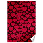 Valentines Day Hearts Pattern Love Red Canvas 24  x 36 