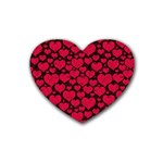 Valentines Day Hearts Pattern Love Red Rubber Coaster (Heart)