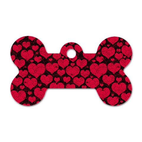 Valentines Day Hearts Pattern Love Red Dog Tag Bone (Two Sides) from ArtsNow.com Front