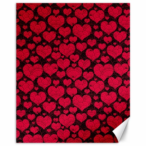 Valentines Day Hearts Pattern Love Red Canvas 11  x 14  from ArtsNow.com 10.95 x13.48  Canvas - 1