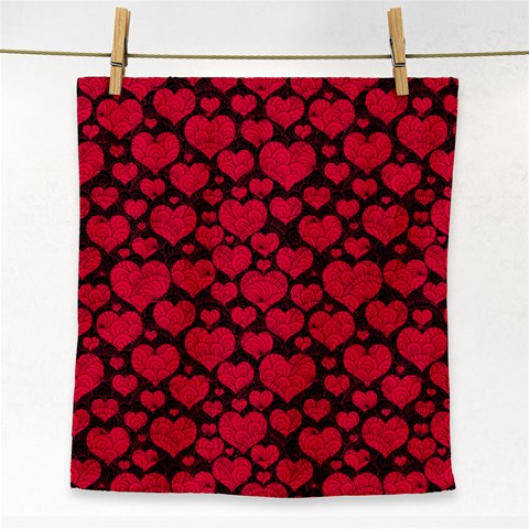 Valentines Day Hearts Pattern Love Red Face Towel from ArtsNow.com Front