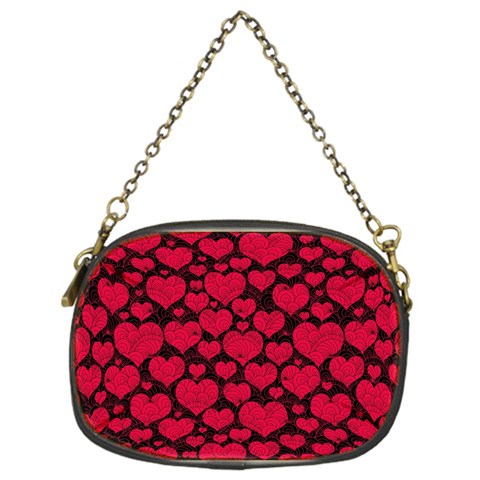 Valentines Day Hearts Pattern Love Red Chain Purse (One Side) from ArtsNow.com Front