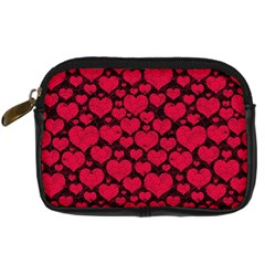 Valentines Day Hearts Pattern Love Red Digital Camera Leather Case from ArtsNow.com Front