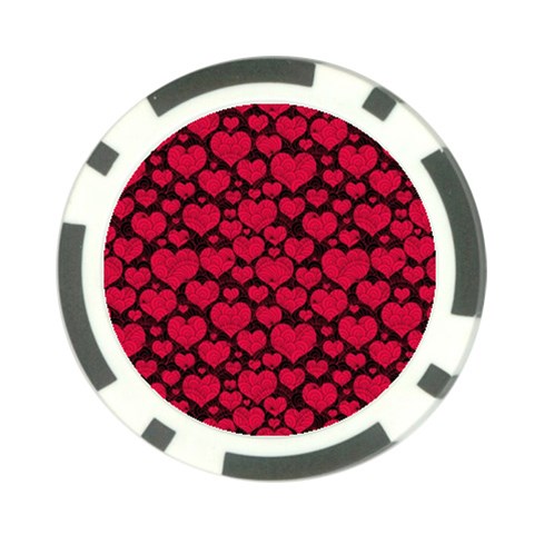 Valentines Day Hearts Pattern Love Red Poker Chip Card Guard (10 pack) from ArtsNow.com Front