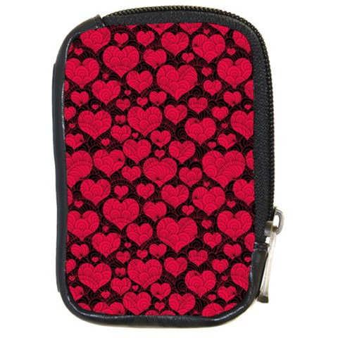 Valentines Day Hearts Pattern Love Red Compact Camera Leather Case from ArtsNow.com Front