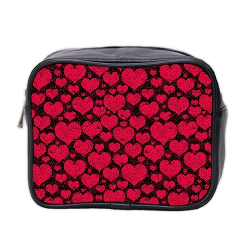 Valentines Day Hearts Pattern Love Red Mini Toiletries Bag (Two Sides) from ArtsNow.com Front