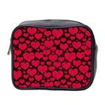 Valentines Day Hearts Pattern Love Red Mini Toiletries Bag (Two Sides)