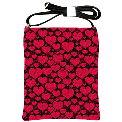 Valentines Day Hearts Pattern Love Red Shoulder Sling Bag from ArtsNow.com Front