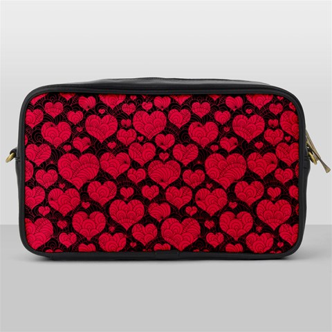 Valentines Day Hearts Pattern Love Red Toiletries Bag (One Side) from ArtsNow.com Front