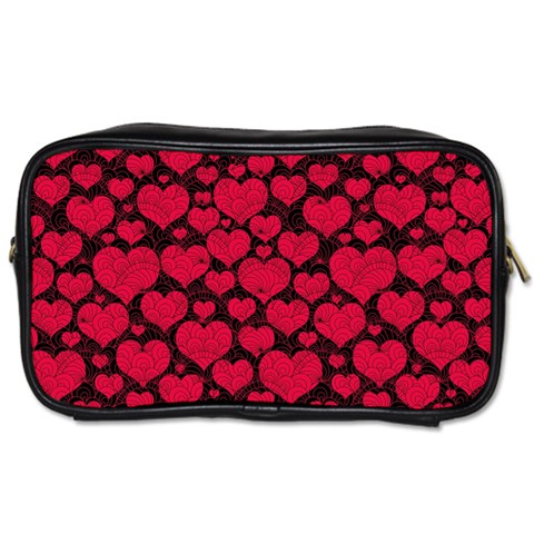 Valentines Day Hearts Pattern Love Red Toiletries Bag (Two Sides) from ArtsNow.com Front