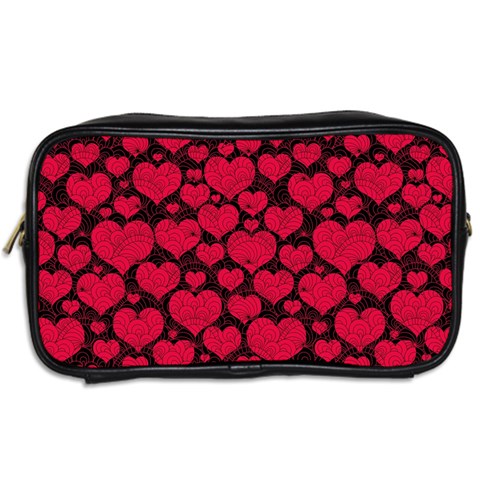 Valentines Day Hearts Pattern Love Red Toiletries Bag (Two Sides) from ArtsNow.com Back