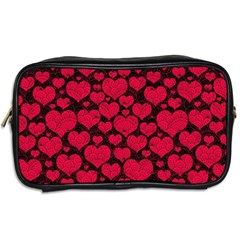 Valentines Day Hearts Pattern Love Red Toiletries Bag (Two Sides) from ArtsNow.com Back