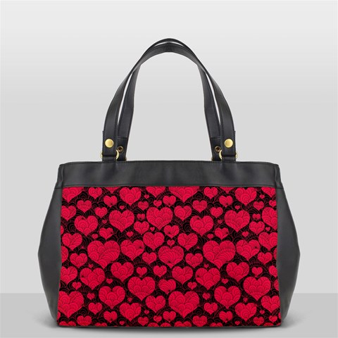 Valentines Day Hearts Pattern Love Red Oversize Office Handbag (2 Sides) from ArtsNow.com Front