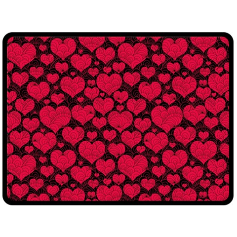 Valentines Day Hearts Pattern Love Red Fleece Blanket (Large) from ArtsNow.com 80 x60  Blanket Front