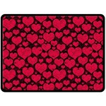 Valentines Day Hearts Pattern Love Red Fleece Blanket (Large)