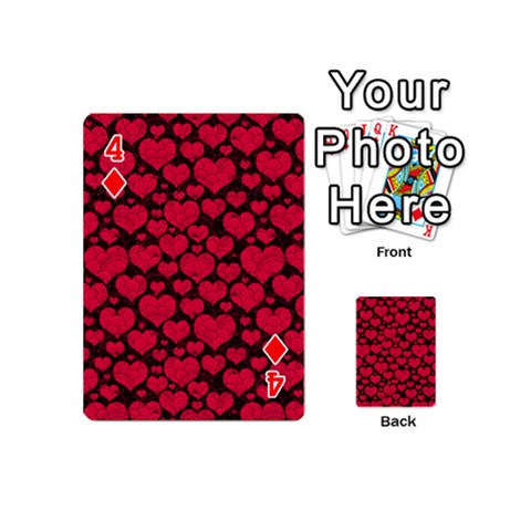 Valentines Day Hearts Pattern Love Red Playing Cards 54 Designs (Mini) from ArtsNow.com Front - Diamond4