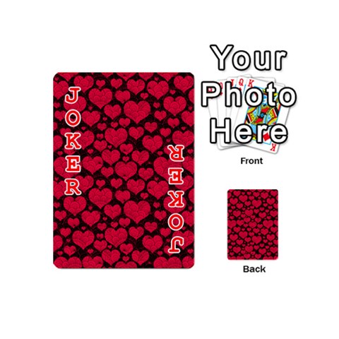 Valentines Day Hearts Pattern Love Red Playing Cards 54 Designs (Mini) from ArtsNow.com Front - Joker2