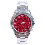 Valentines Day Hearts Pattern Love Red Stainless Steel Analogue Watch