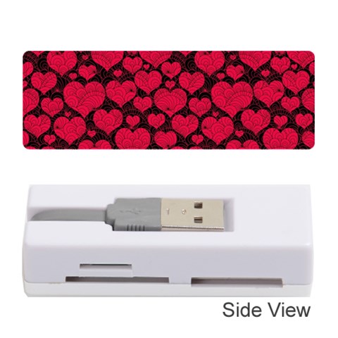 Valentines Day Hearts Pattern Love Red Memory Card Reader (Stick) from ArtsNow.com Front