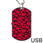 Valentines Day Hearts Pattern Love Red Dog Tag USB Flash (One Side)