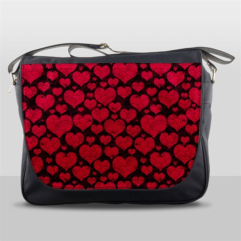 Valentines Day Hearts Pattern Love Red Messenger Bag from ArtsNow.com Front