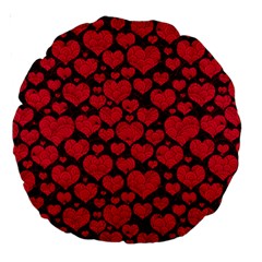 Valentines Day Hearts Pattern Love Red Large 18  Premium Round Cushions from ArtsNow.com Front